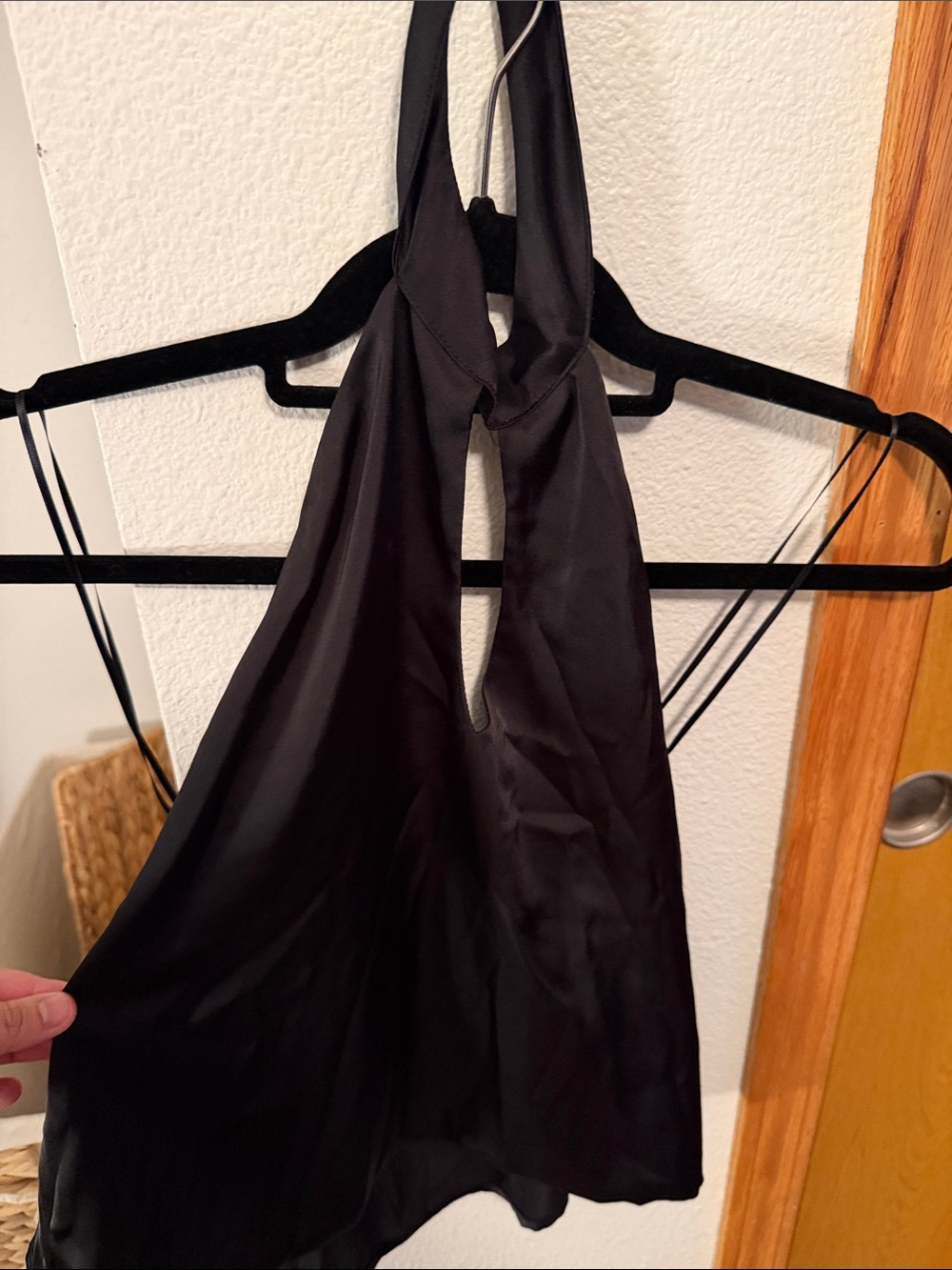Sleek Black Halter Chemise — Brand Unknown